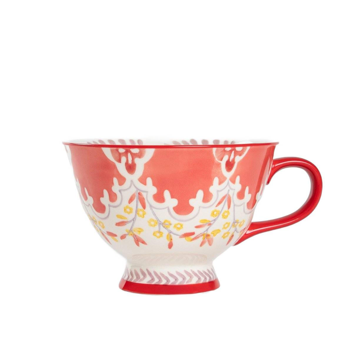 BECHER Shilla mit rot Henkel 0,4 l - Rot, Keramik (0.4L) - Homla