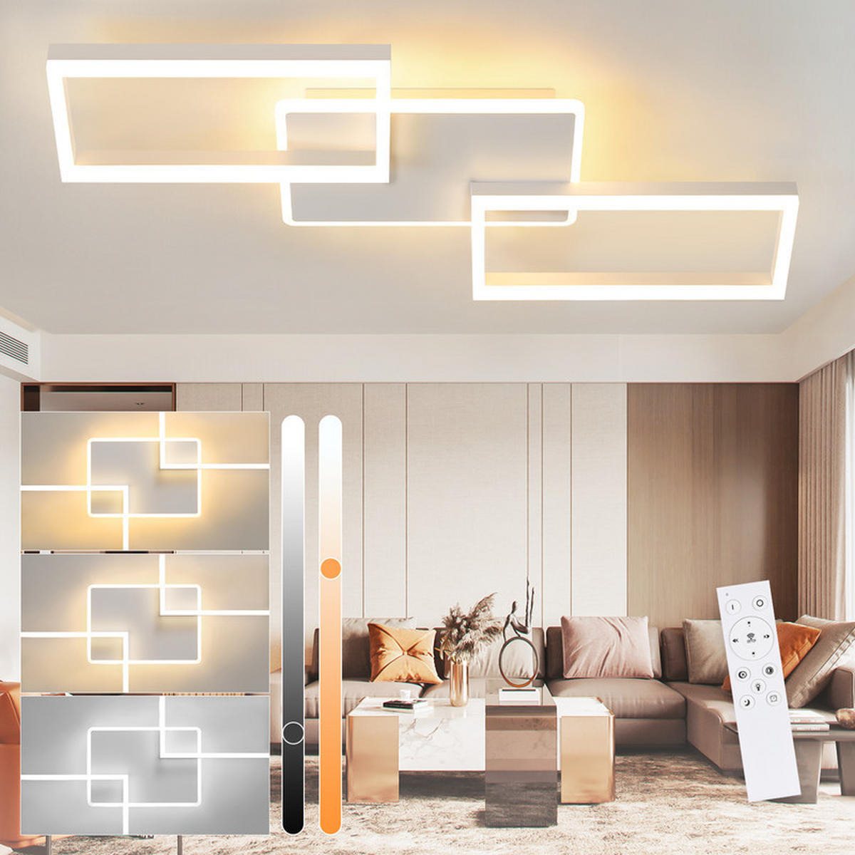 LED-DECKENLEUCHTE Finch II 80/45/7cm - Weiß, Metall (80/45/7cm) - Nettlife