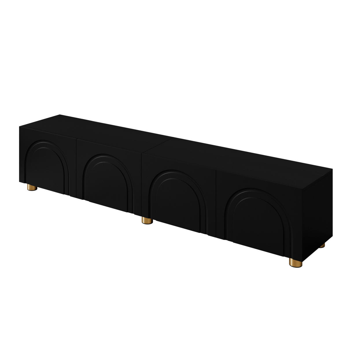 TV-SCHRANK mit 4 Türen 180 x 35 x 40 cm Schwarz mit Metallfüßen - Schwarz, Holzwerkstoff (35/40/180cm) - Beauniv