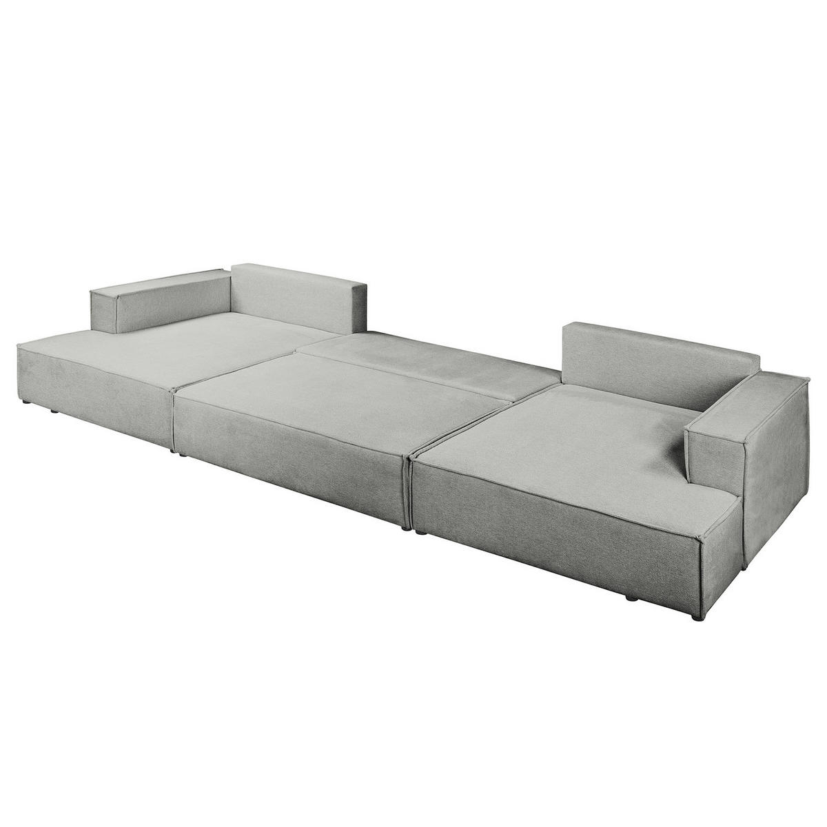 WOHNLANDSCHAFT mit Schlaffunktion - Dunkelgrau/Schwarz, Kunststoff/Textil (398/70/148cm) - home24