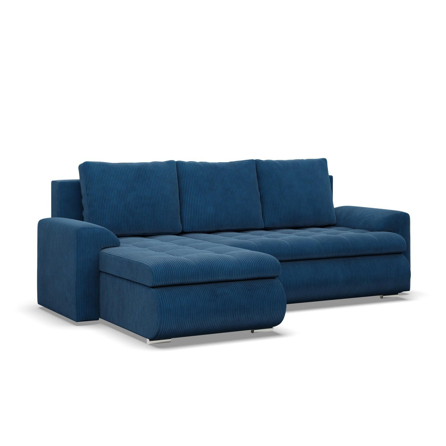 ECKSOFA LINKS MIT SCHLAFFUNKTION FORESTA, Cord - Dunkelblau - Dunkelblau, Textil (230/159cm) - Mebligo