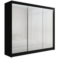 KLEIDERSCHRANK PEKA mit LED - 250 cm - Schwarz|Weiß - Schwarz/Weiß, Holzwerkstoff (250/215/61cm) - ALTDECOR