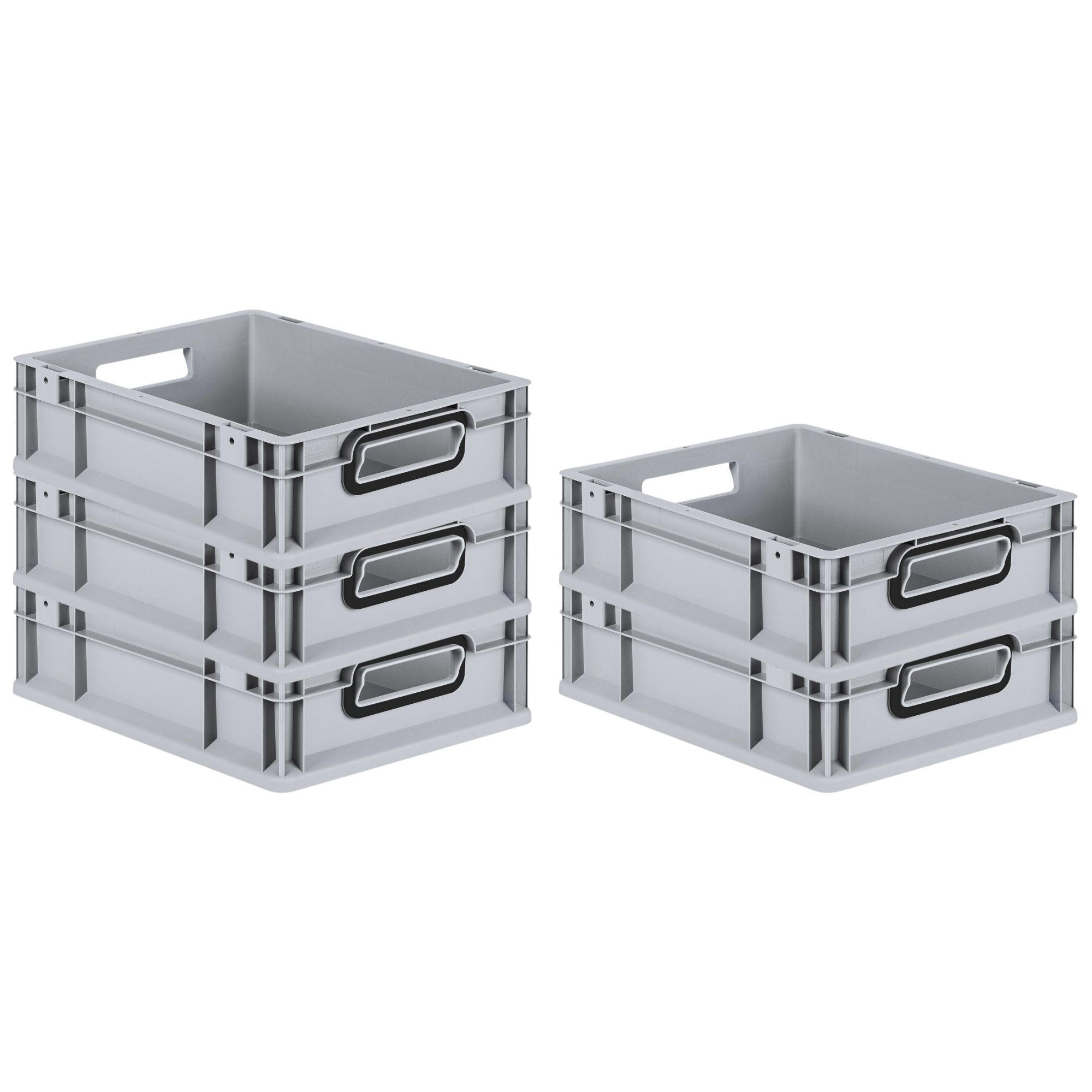 EUROBOX 5x NextGen Color 12x30x40 cm 11 Liter Griffe schwarz offen, Grau - Schwarz/Grau, Kunststoff (30/12/40cm) - PROREGAL