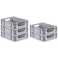 EUROBOX 5x NextGen Color 12x30x40 cm 11 Liter Griffe schwarz offen, Grau - Schwarz/Grau, Kunststoff (30/12/40cm) - PROREGAL