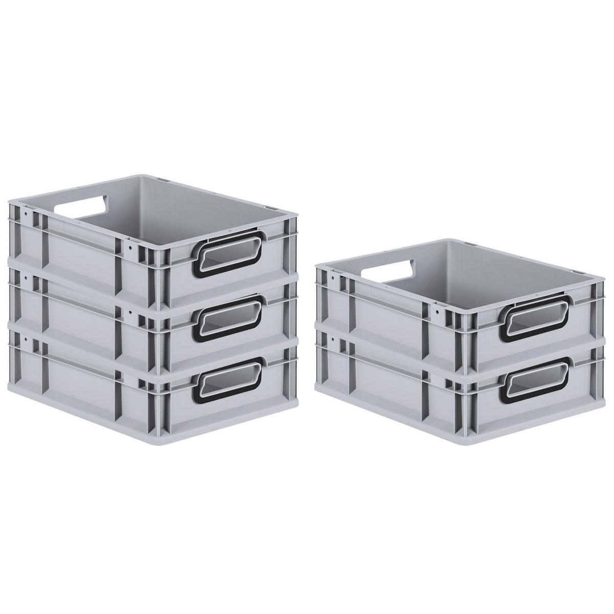 EUROBOX 5x NextGen Color 12x30x40 cm 11 Liter Griffe schwarz offen, Grau - Schwarz/Grau, Kunststoff (30/12/40cm) - PROREGAL