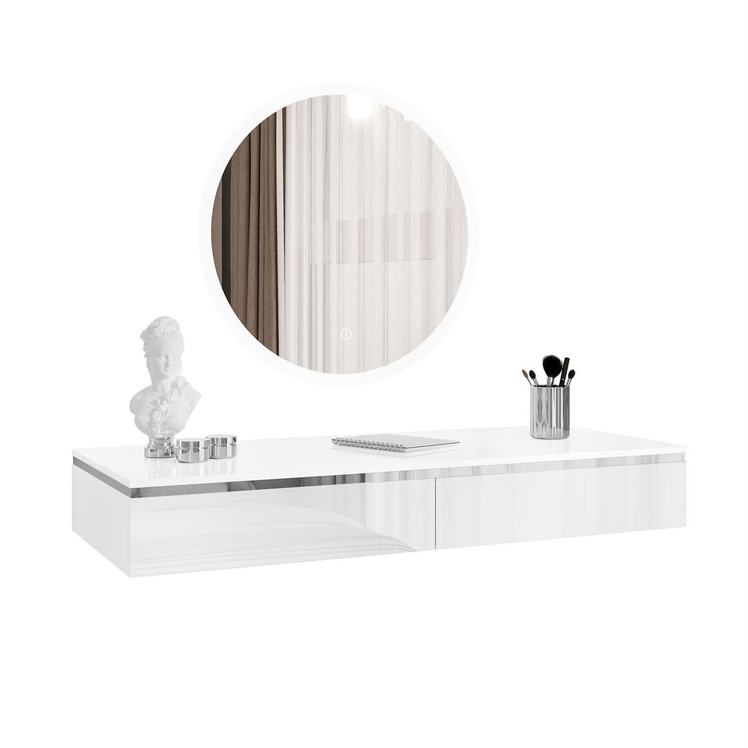 Lookway Schminktisch Weiß Hochglanz 102x15x43.6 cm
