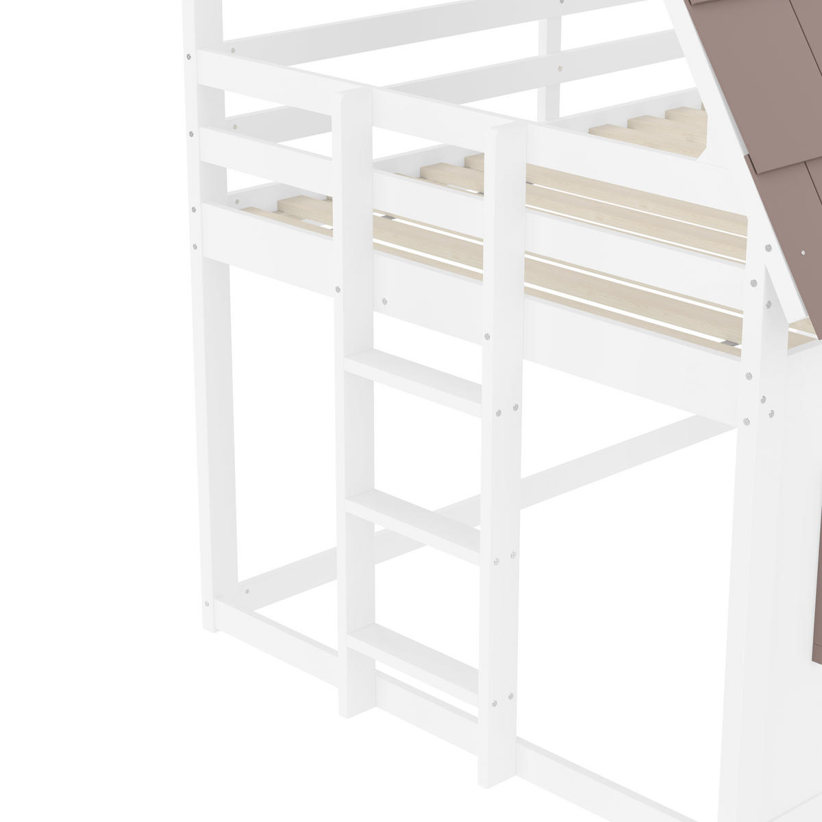 HAUSBETT Holz 140/200 cm Weiß, Braun - Weiß/Braun, Holz - Raumix