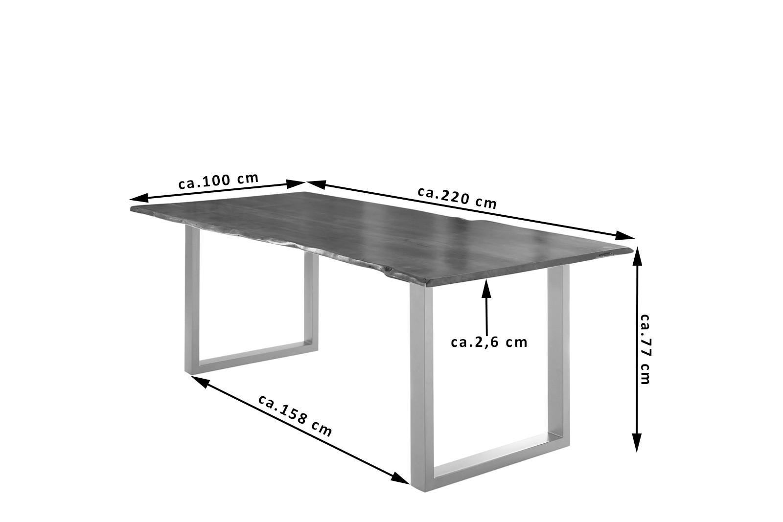 ESSTISCH LUBIN - Silberfarben/Braun, Holz/Metall (100/220/77cm) - SAM
