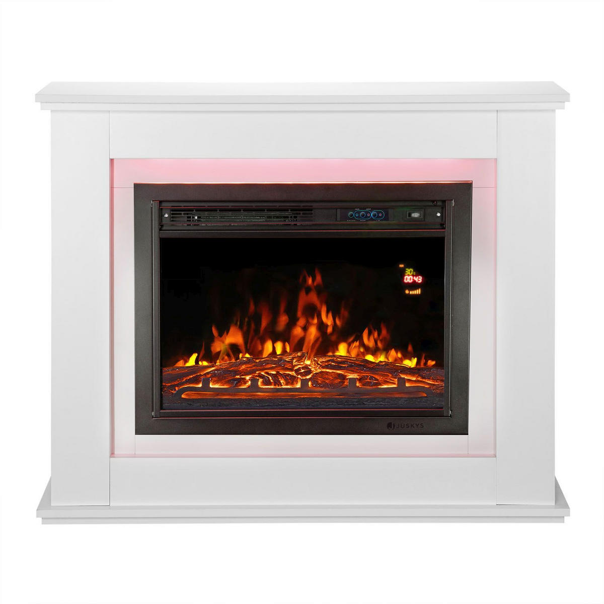 ELEKTROKAMIN 2000W rechteckig weiß mit Flammeneffekt - Weiß, Holz (100/82/28cm) - Juskys