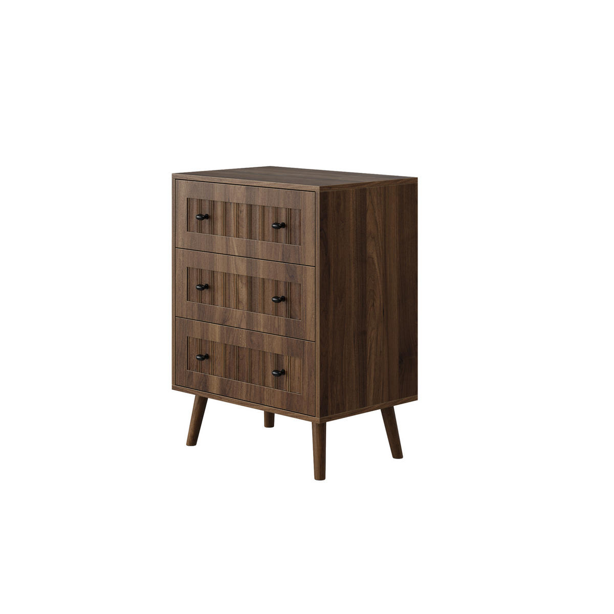 KOMMODE 60/40/79 cm in Walnuss mit 3 Schubladen und Rillenfronten - Walnussfarben, Holzwerkstoff (60/78/40cm) - Flora Grace
