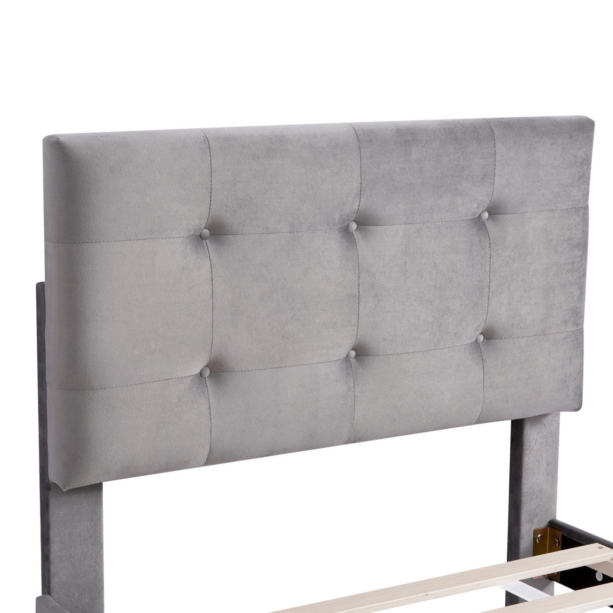 POLSTERBETT 90/200 cm Grau aus Samt mit Schublade - Grau, Textil (90/200cm) - Flora Grace