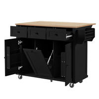 KÜCHENINSEL mit ausziehbarer Arbeitsplatte 112 cm Schwarz/Natur - Schwarz, Holz (46.2/92.7/131.2cm) - Beauniv