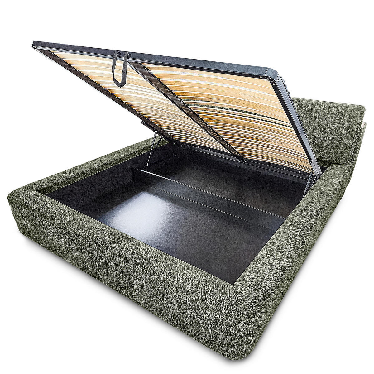 POLSTERBETT - Dunkelgrün, Textil (160/200cm) - home24