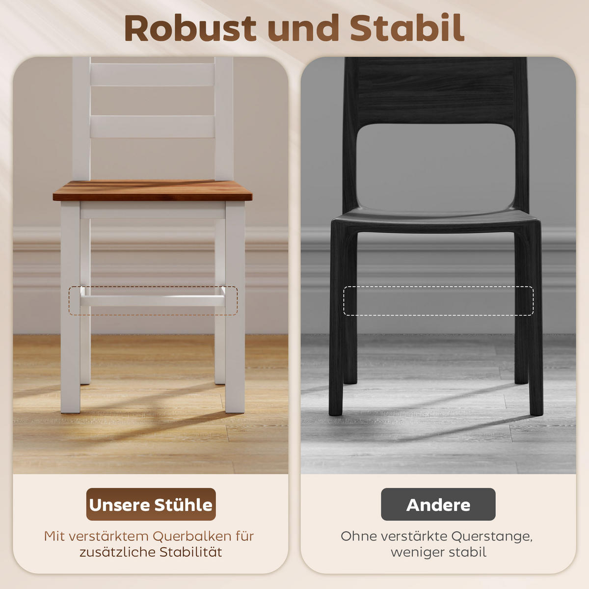 ESSTISCH-SET DE-10191 5-teilig, rechteckig Braun - Braun, Holzwerkstoff (65/75/108cm) - ComfortXL