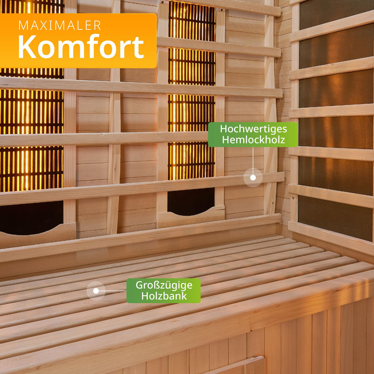 INFRAROTKABINE Kiruna160 mit Dual Technologie - Naturfarben, Holz (160/190/105cm) - Artsauna