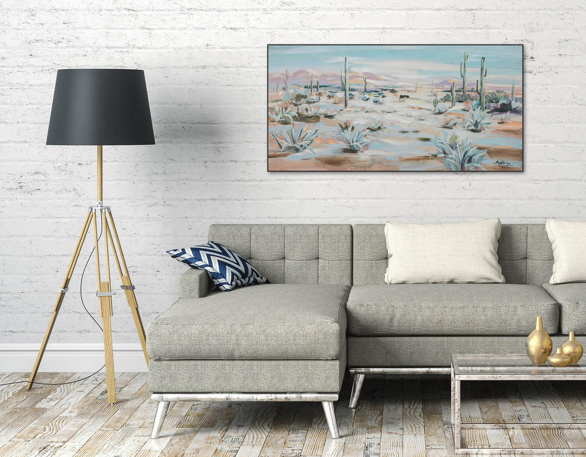 ACRYLBILD HANDGEMALT 120/60 cm - Grün, Holz/Textil (120/60cm) - KUNSTLOFT