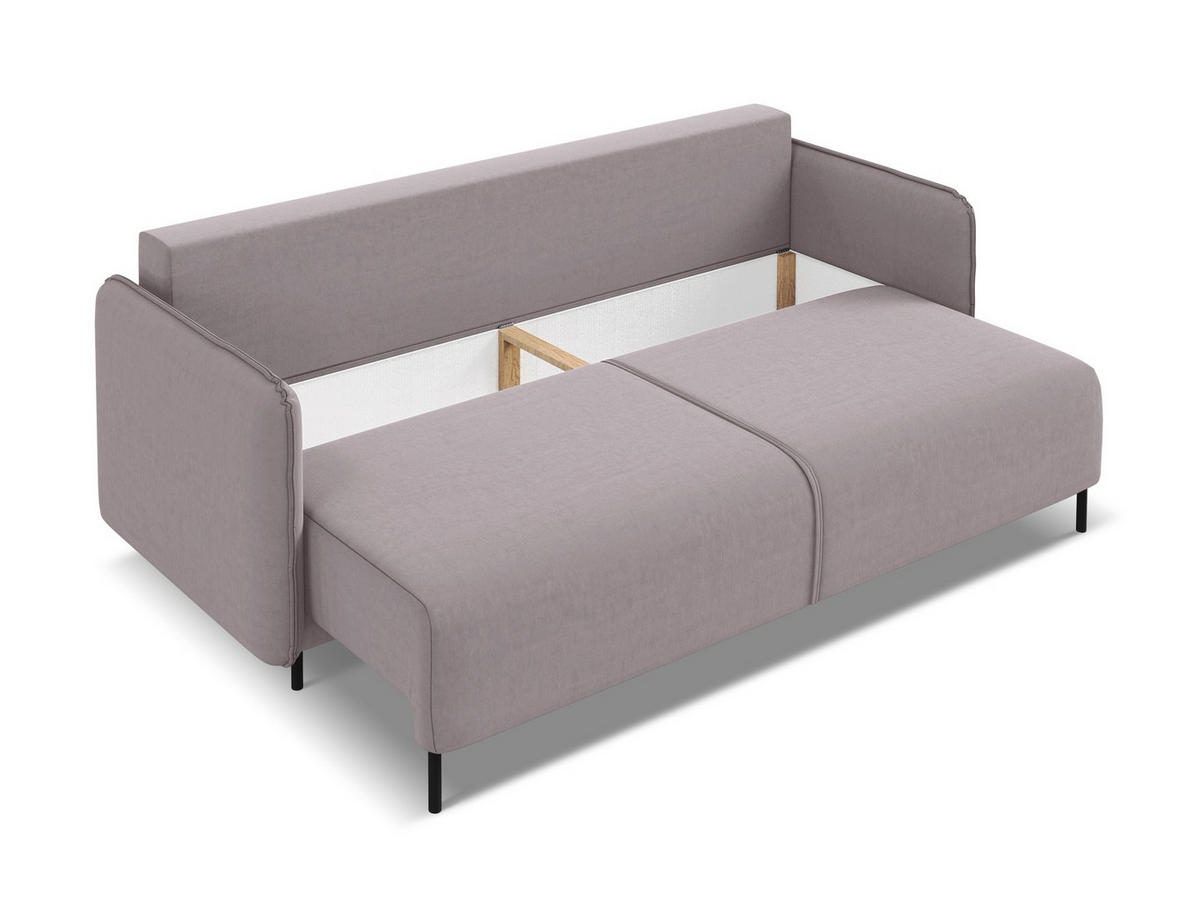 3-SITZER SOFA mit Schlaffunktion Samt Stoff Violett - Lila/Flieder, Holz/Textil (226/90/92cm) - Makamii