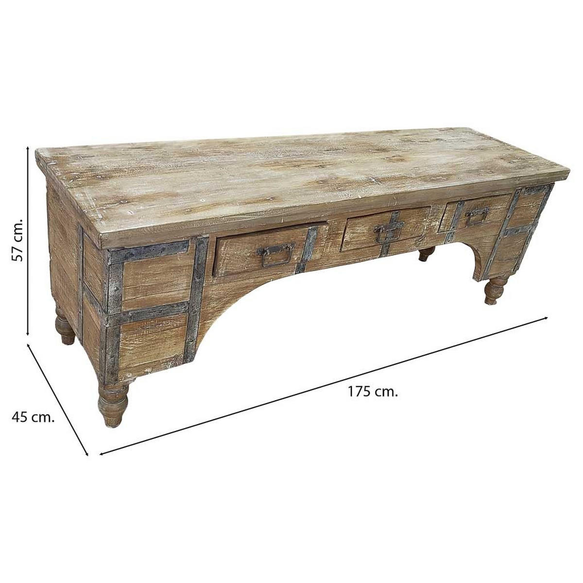 TV-LOWBOARD aus Holz, 175x45x57cm - Braun, Holz (175/57/45cm) - Wanderlust