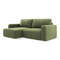 ECKSOFA mit Schlaffunktion links Chenille Stoff Grün - Schwarz/Grau, Kunststoff/Textil (149/244cm) - Makamii