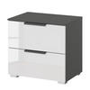 NACHTKOMMODE - 2 Schubladen - Weiß Hochglanz/Graphitfarben, Holzwerkstoff (50/48/42cm) - home24