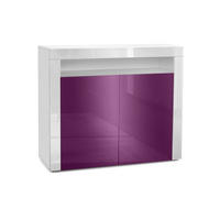 KOMMODE Valencia Brombeer Hochglanz / Weiß Hochglanz - Brombeere, Holzwerkstoff (108/92/40cm) - Vladon