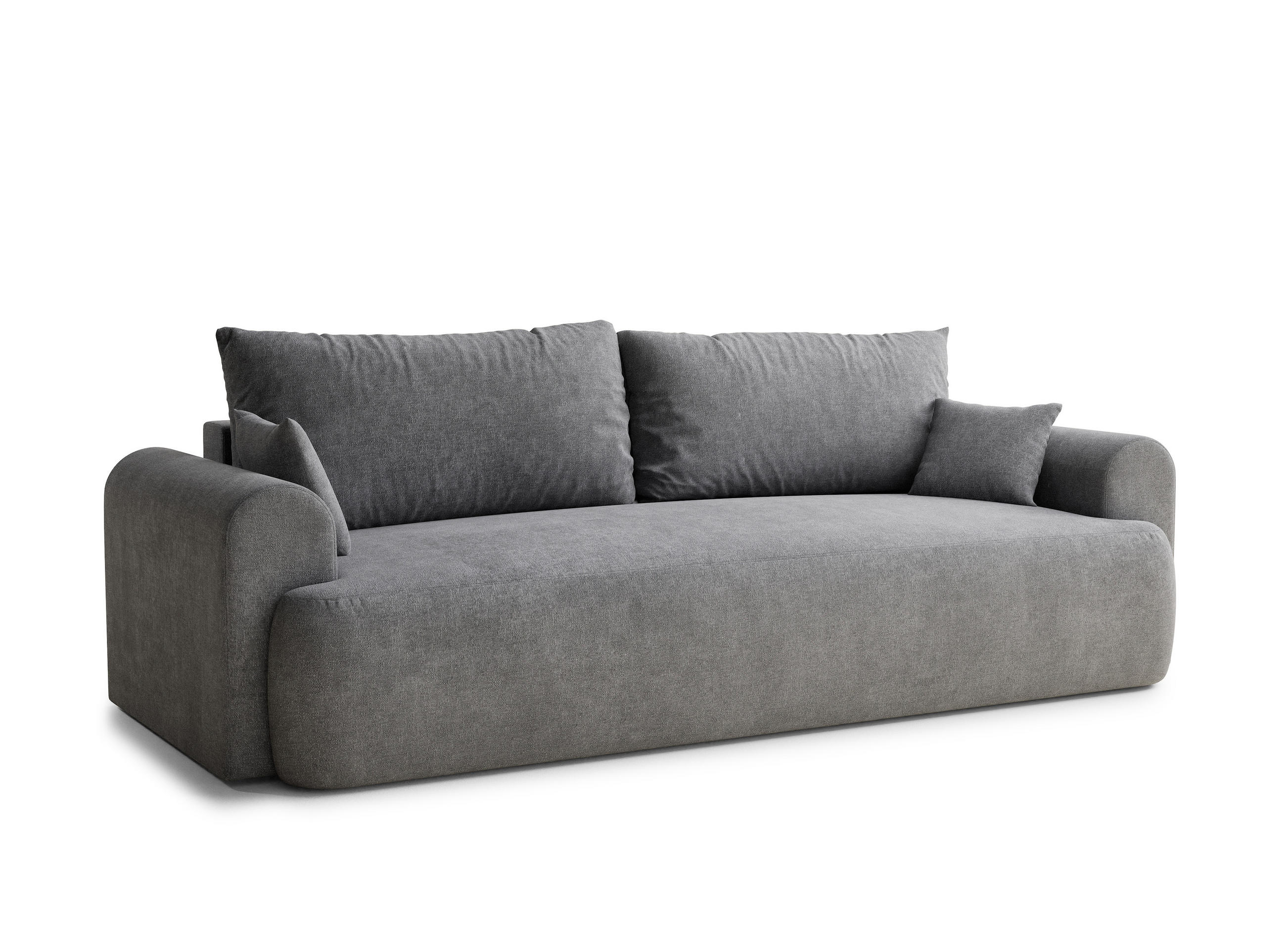 SOFA MIT SCHLAFFUNKTION Toluca Grau Chenille-Stoff - Schwarz/Grau, Holz/Holzwerkstoff (247/69/104cm) - Maison de Reve