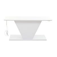 COUCHTISCH Weiß 100/50/46 cm in V-Form mit LED - Weiß, Holzwerkstoff (50/100/46cm) - PANGIVO