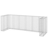 4ER Gabionen Mülltonnenbox ESOL | 110x325x100cm| Mülltonnenverkleidung für 4 Tonnen - Silberfarben, Metall (325/110/100cm) - DELUKE