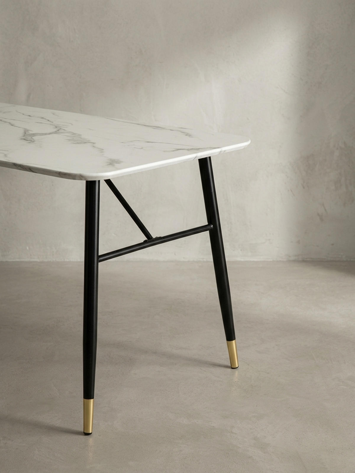 ESSTISCH Marmoroptik Metall Rechteckig Modern Klein, Weiß 200x90x76 cm - Goldfarben/Weiß, Holzwerkstoff/Metall (90/200/76cm) - KADIMA DESIGN