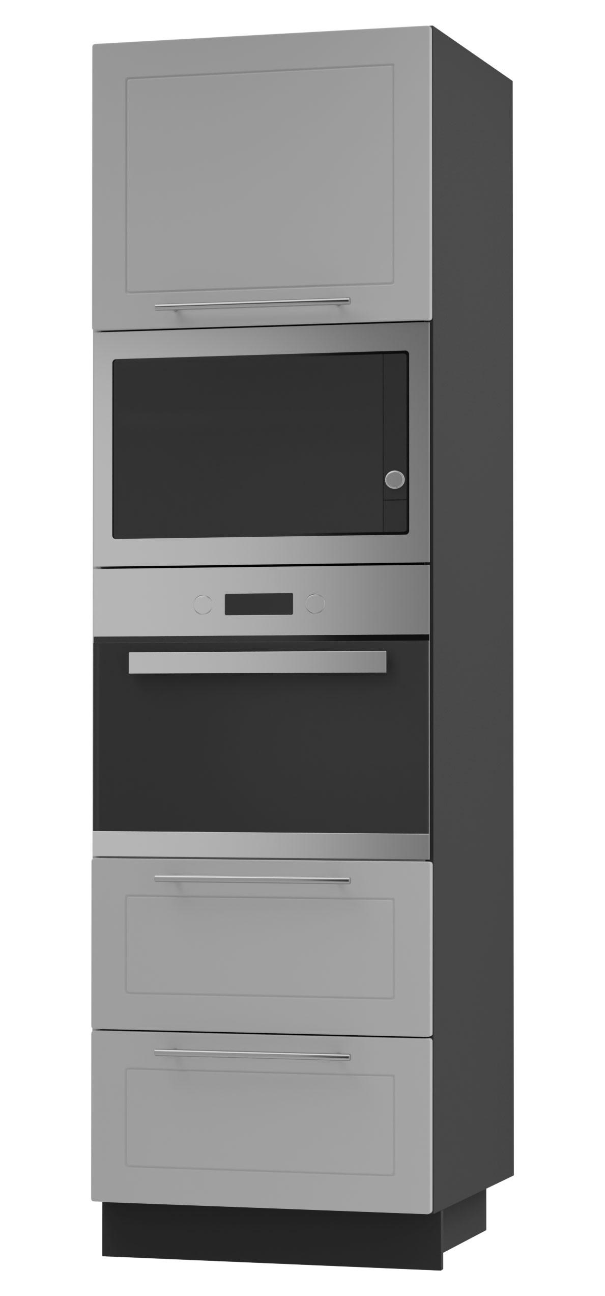 Feldmann-Wohnen Backofen-Hochschrank Grau, Schwarz 60x207x59 cm