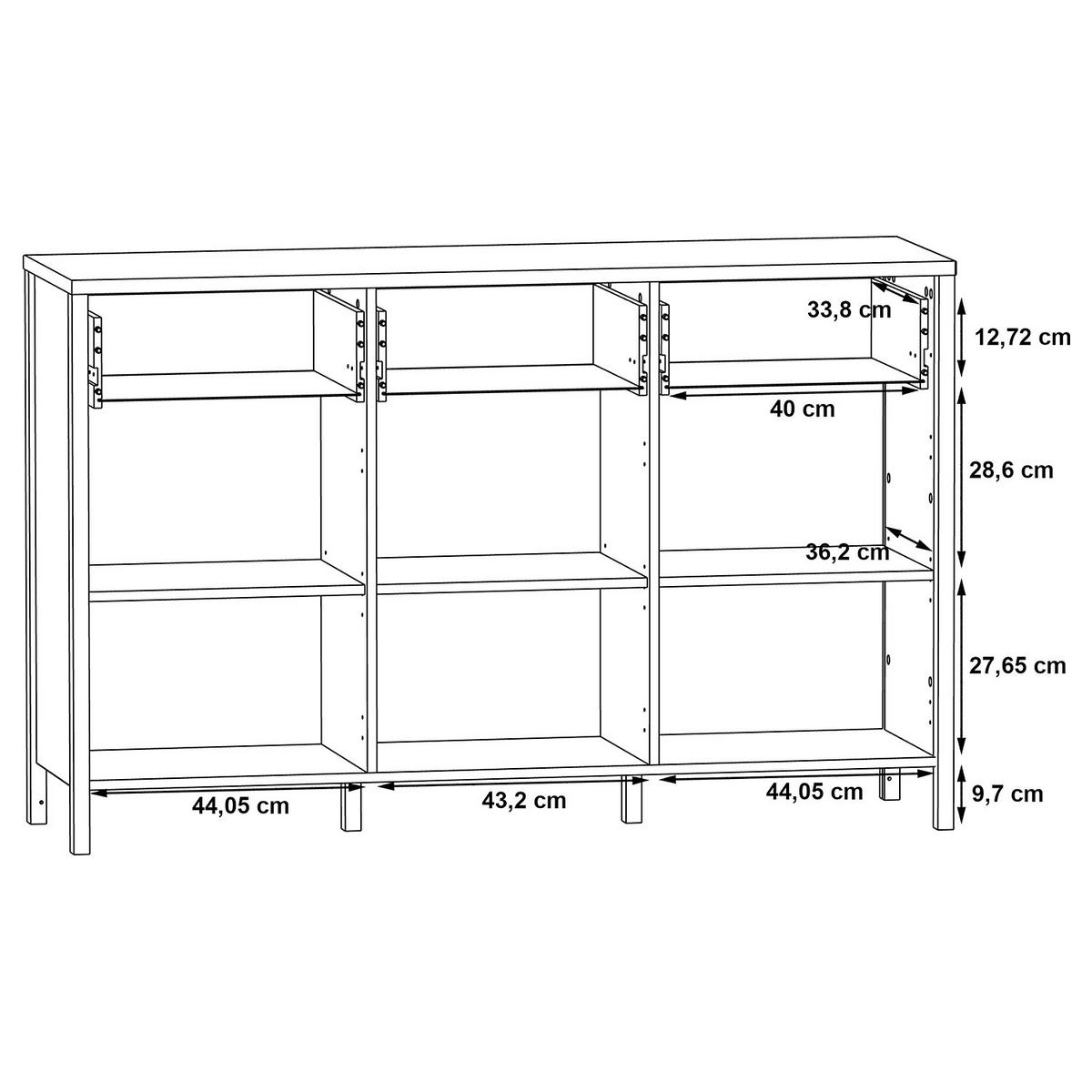 KOMMODE - Eiche Artisan Dekor / Schwarz - Schwarz/Braun, Holzwerkstoff/Kunststoff (140/90/40cm) - home24