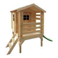 STELZENHAUS mit Rutsche aus Holz - B146xL182xH205 cm/1,1m2 - M501C - Beige, Holz (146/205/182cm) - Timbela