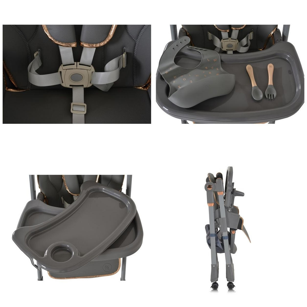 HOCHSTUHL Lindo grau Lätzchen Besteck Räder Korb höhenverstellbar - Grau, Kunststoff (49/100/90cm) - Moni