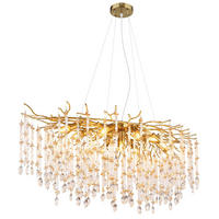 KRONLEUCHTER GLORIA Metall Gold Kristall - Goldfarben, Glas (120/50/120cm) - Globo Lighting