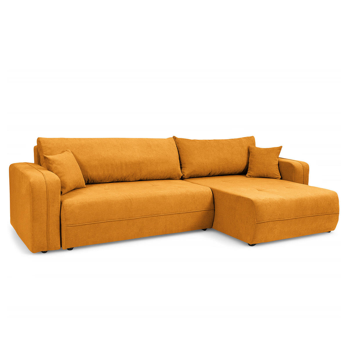ECKSOFA mit Schlaffunktion - 272 cm - Gelb/Schwarz, Kunststoff/Textil (272/145cm) - home24