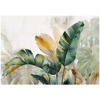 FOTOTAPETE Blätter Beton Grün 150x105 cm - Multicolor, Papier (150/105cm) - Wallarena