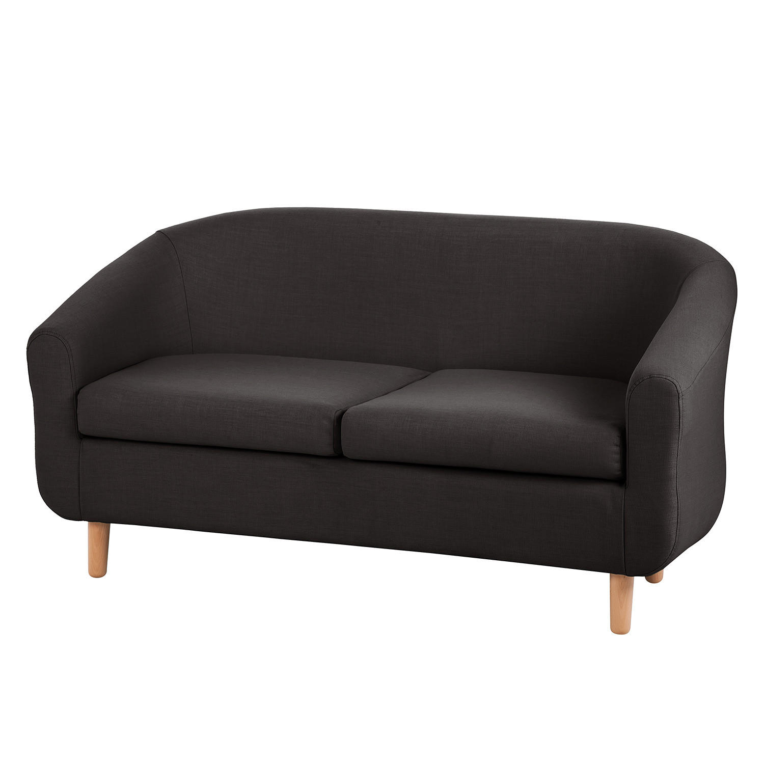 2-SITZER SOFA - Stoff, Schwarz - Schwarz, Textil (140/74/74cm) - home24