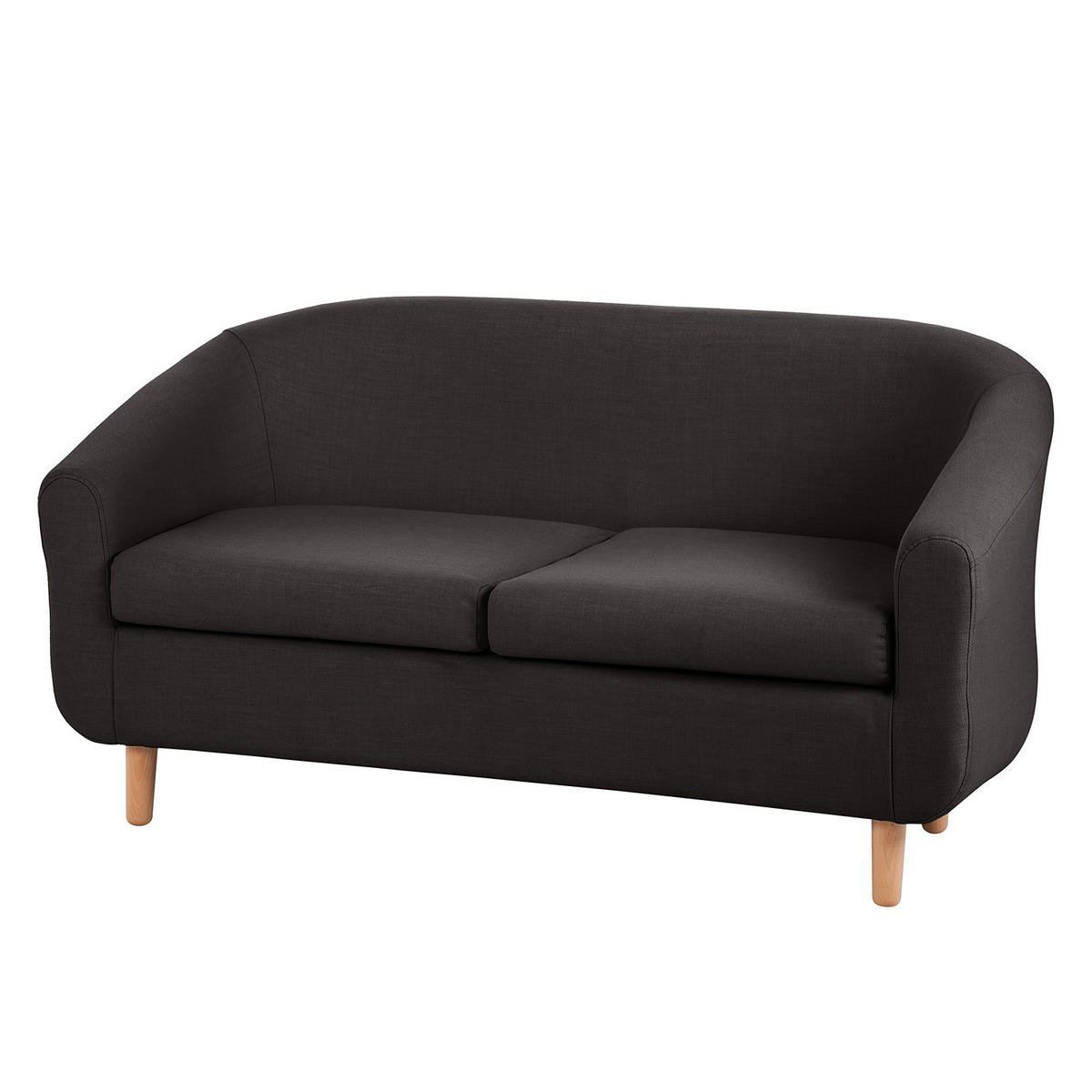 2-SITZER SOFA - Stoff, Schwarz - Schwarz, Textil (140/74/74cm) - home24