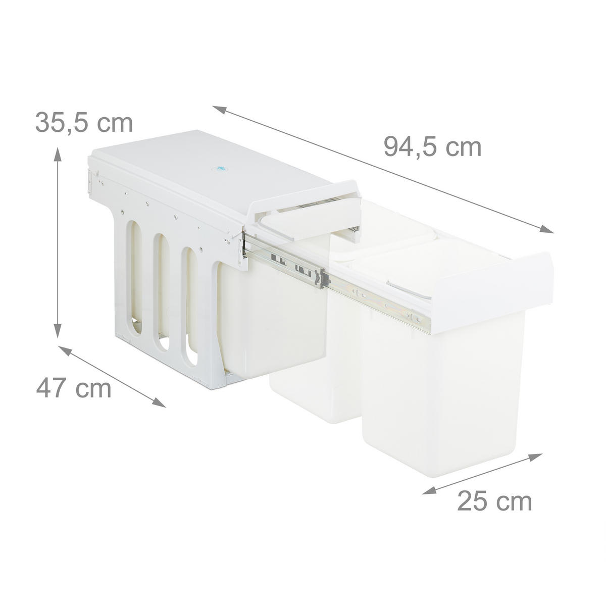 EINBAUMÜLLEIMER - Weiß, Kunststoff/Metall (25/35.5/47cm) - Relaxdays