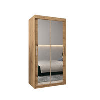 SCHWEBETÜRENSCHRANK 200/100/62 2-türig - Silberfarben/Eiche Artisan, Holz/Kunststoff (100/200/62cm) - MÖBEL KRYSPOL