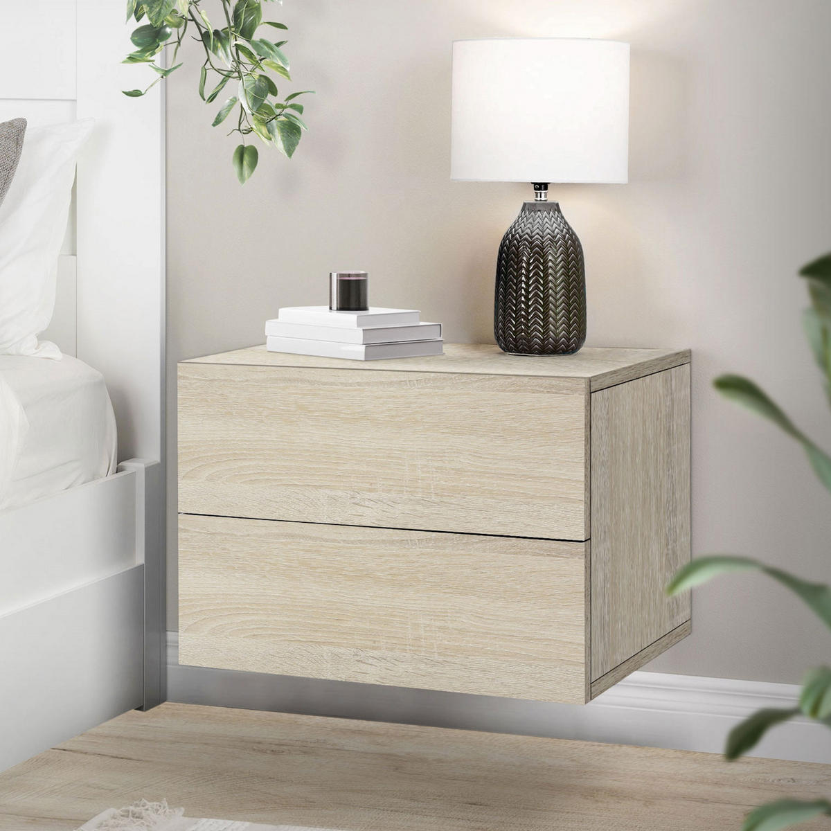 NACHTTISCH rechteckig Braun 42/29/30 cm - Hellgrau, Holzwerkstoff (29/42/30cm) - ML-DESIGN