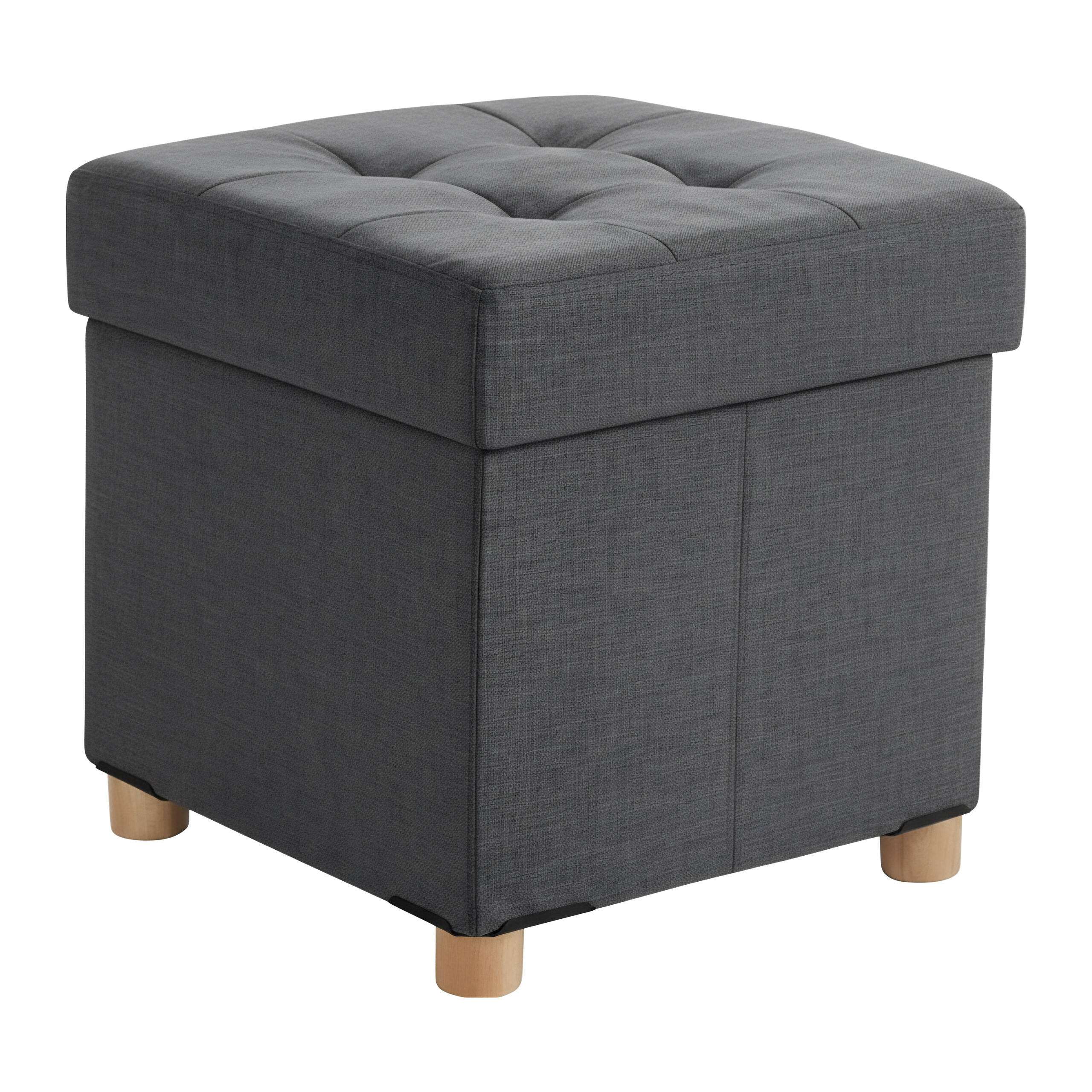 HOCKER - Dunkelgrau/Anthrazit, Holzwerkstoff/Textil (38/38/38cm) - Relaxdays