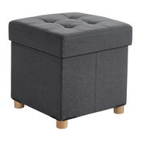 HOCKER - Dunkelgrau/Anthrazit, Holzwerkstoff/Textil (38/38/38cm) - Relaxdays