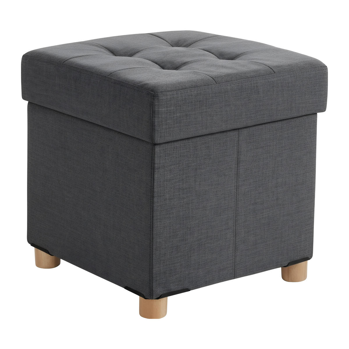 HOCKER - Dunkelgrau/Anthrazit, Holzwerkstoff/Textil (38/38/38cm) - Relaxdays