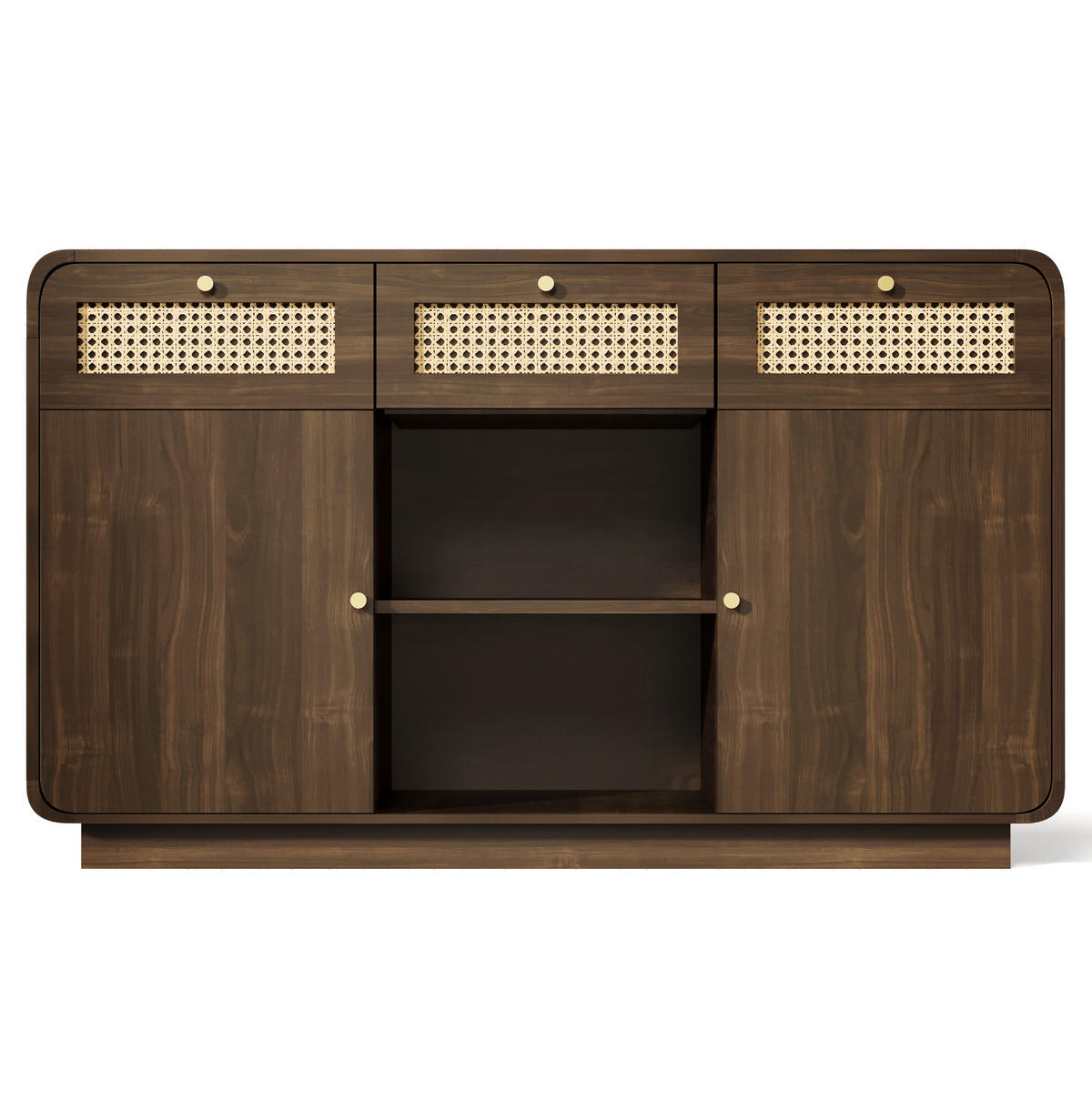 SIDEBOARD 120/40/85 cm aus MDF und Spanplatte mit Rattanfronten Nussbaum - Walnussfarben, Holzwerkstoff (120/85/40cm) - Modenvie