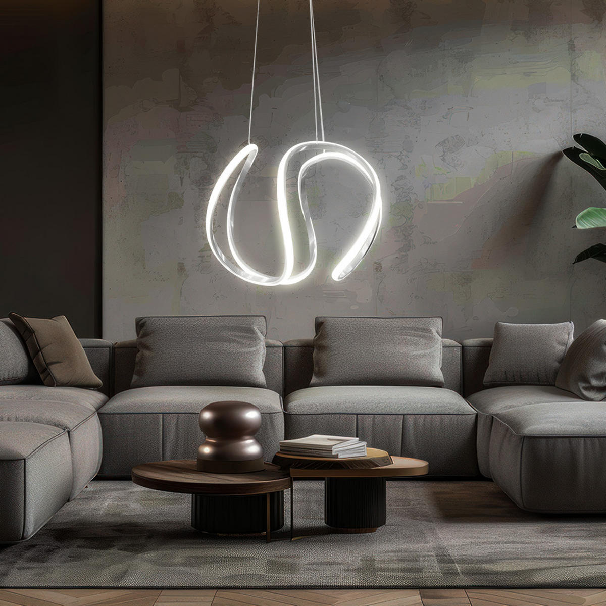 LED HÄNGELEUCHTE VALERIA Grau Weiß - Grau, Metall (45/44/150cm)