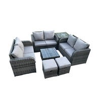 LOUNGESOFA-SET Polyrattan Dunkelgrau 8-Sitzer - Dunkelgrau, Metall - Fimous