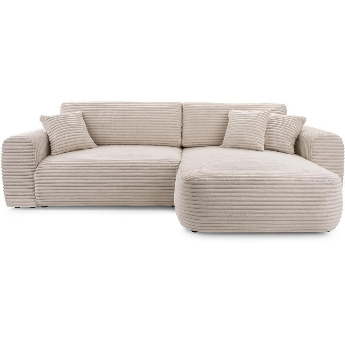 ECKSCHLAFSOFA Harmonia Beige rechts - Beige/Schwarz, Textil (297/169cm) - Beautysofa