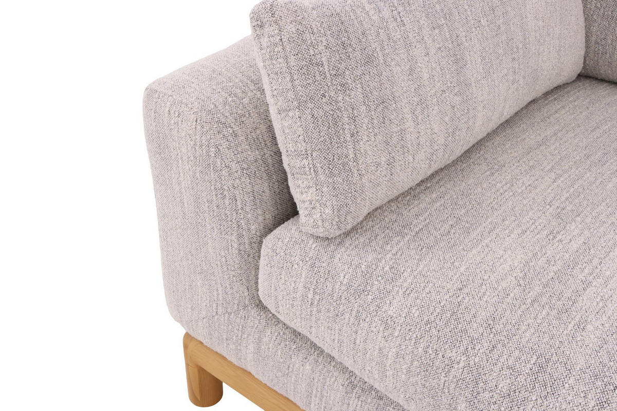 SOFA Celeste, 3-Sitzer, Natur Massiveiche + grauer Stoff - Grau, Holz (250/87/102cm) - WOODEK