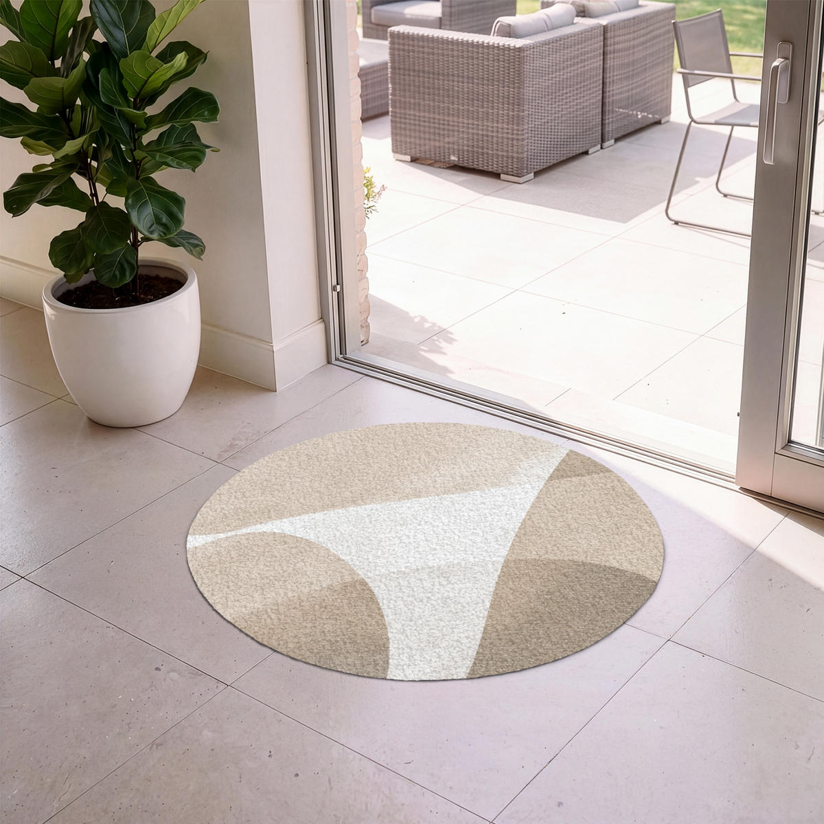 ROHOŽKA Hladké povrchy - Harmonické - Vlnité 90x90 cm - béžová, textil/umělá hmota (90/0.4cm) - MuchoWow